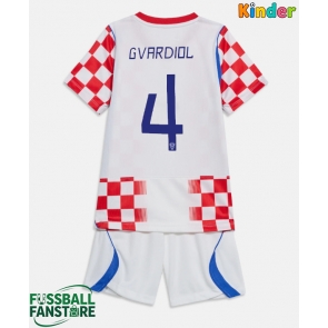 Kroatien Josko Gvardiol #4 Replik Heimtrikot Kinder WM 2026 Kurzarm (+ Kurze Hosen)